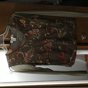 Olive green mesh long sleeves velvet paisley print size small